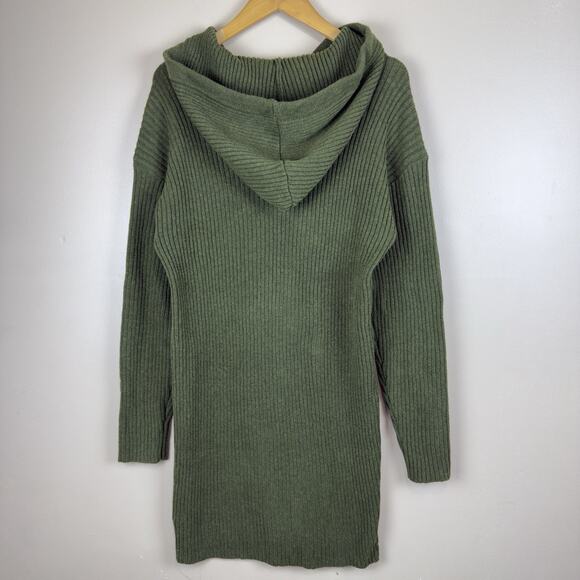 Lulus Snuggly Olive Green Hooded Mini Sweater Dress Size M Cozy - Picture 4 of 9